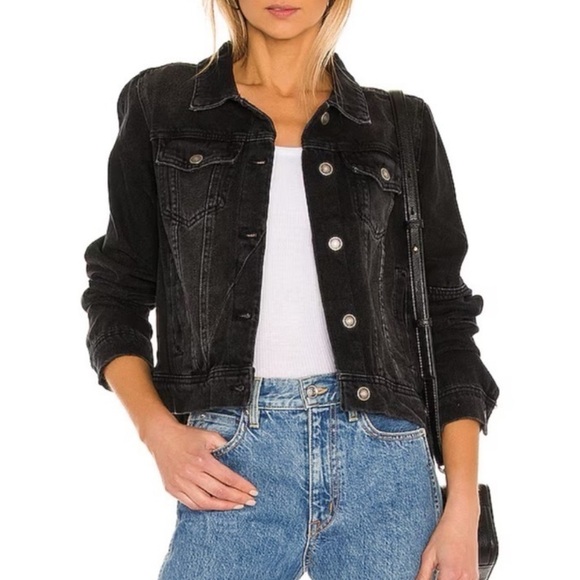 Free People Rumors Denim Jean Jacket Faded Black - Picture 1 of 7